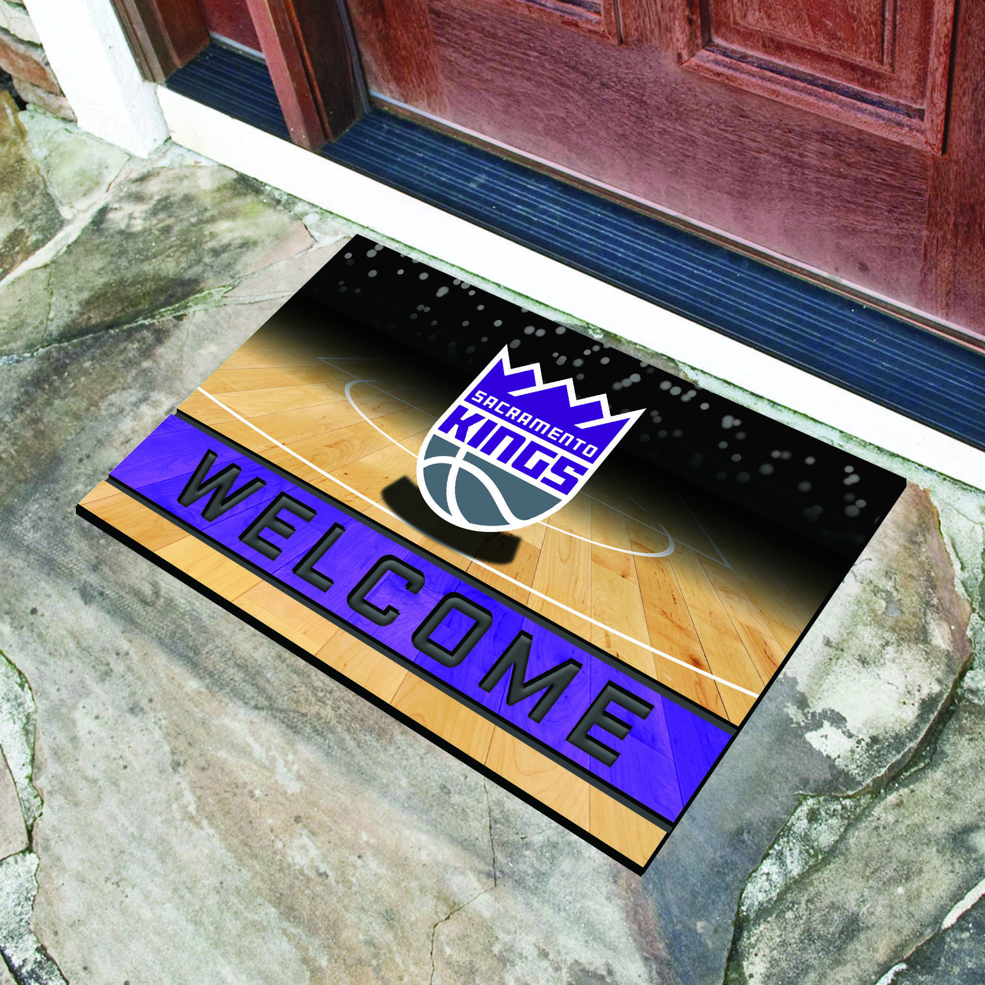 Sacramento Kings Flocked Rubber Doormat - 18 x 30