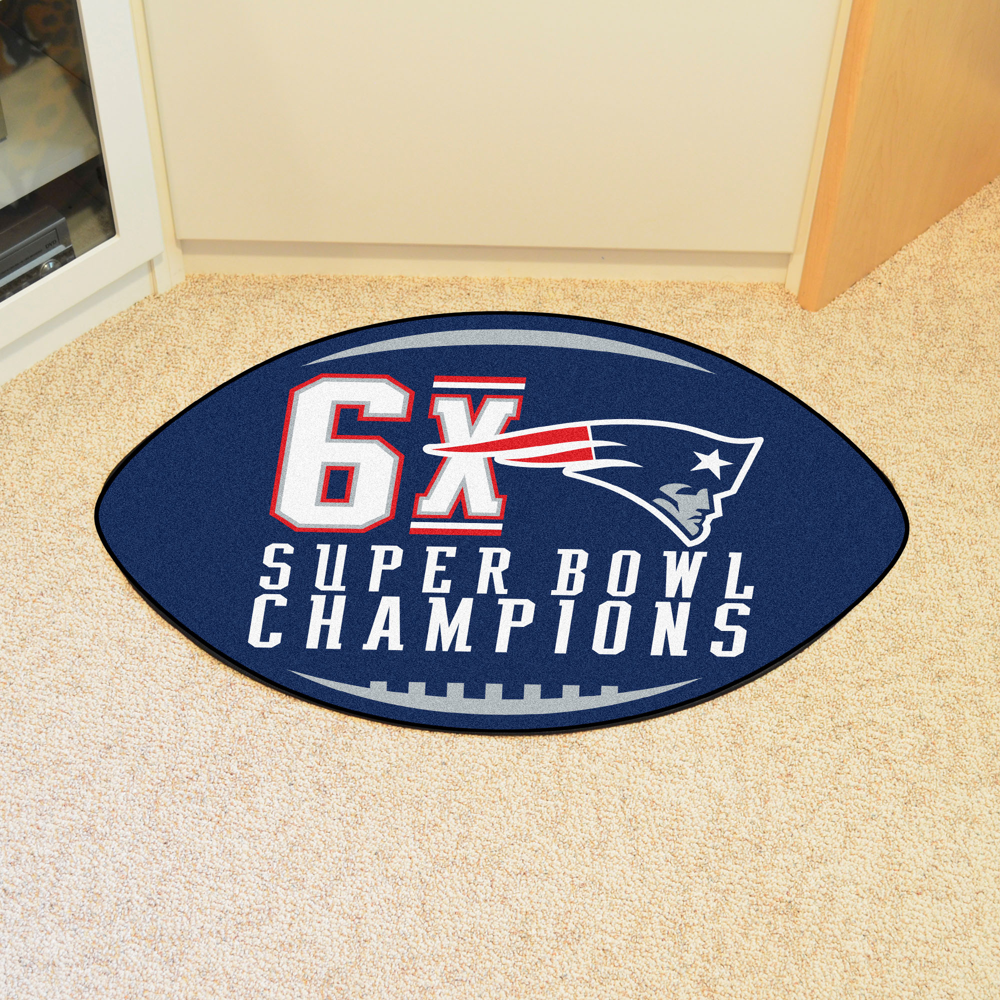 New England Patriots 6X Super Bowl Champions Ball Shaped Area Rugs