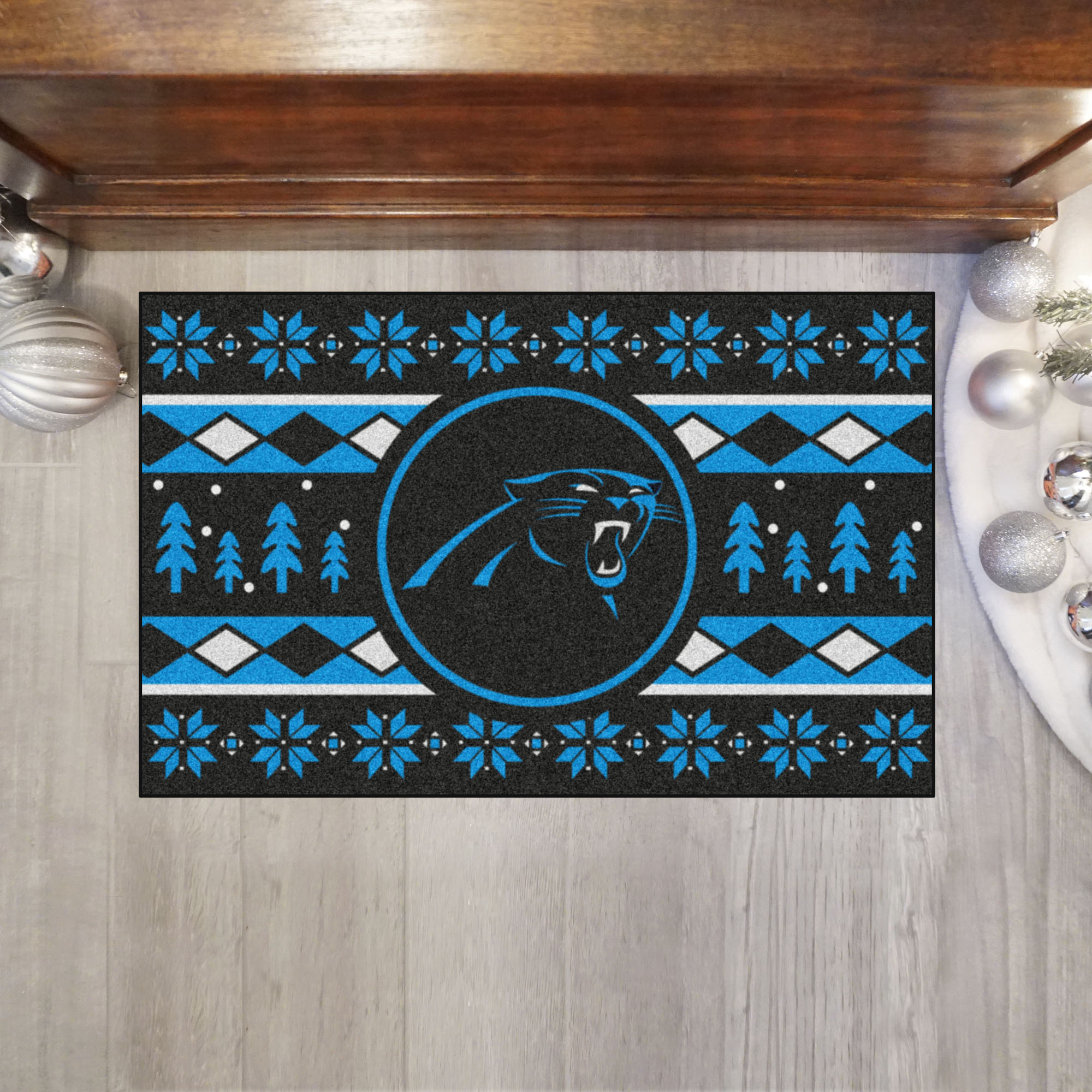 Panthers Holiday Sweater Starter Doormat - 19 x 30