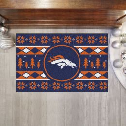 Broncos Holiday Sweater Starter Doormat - 19 x 30