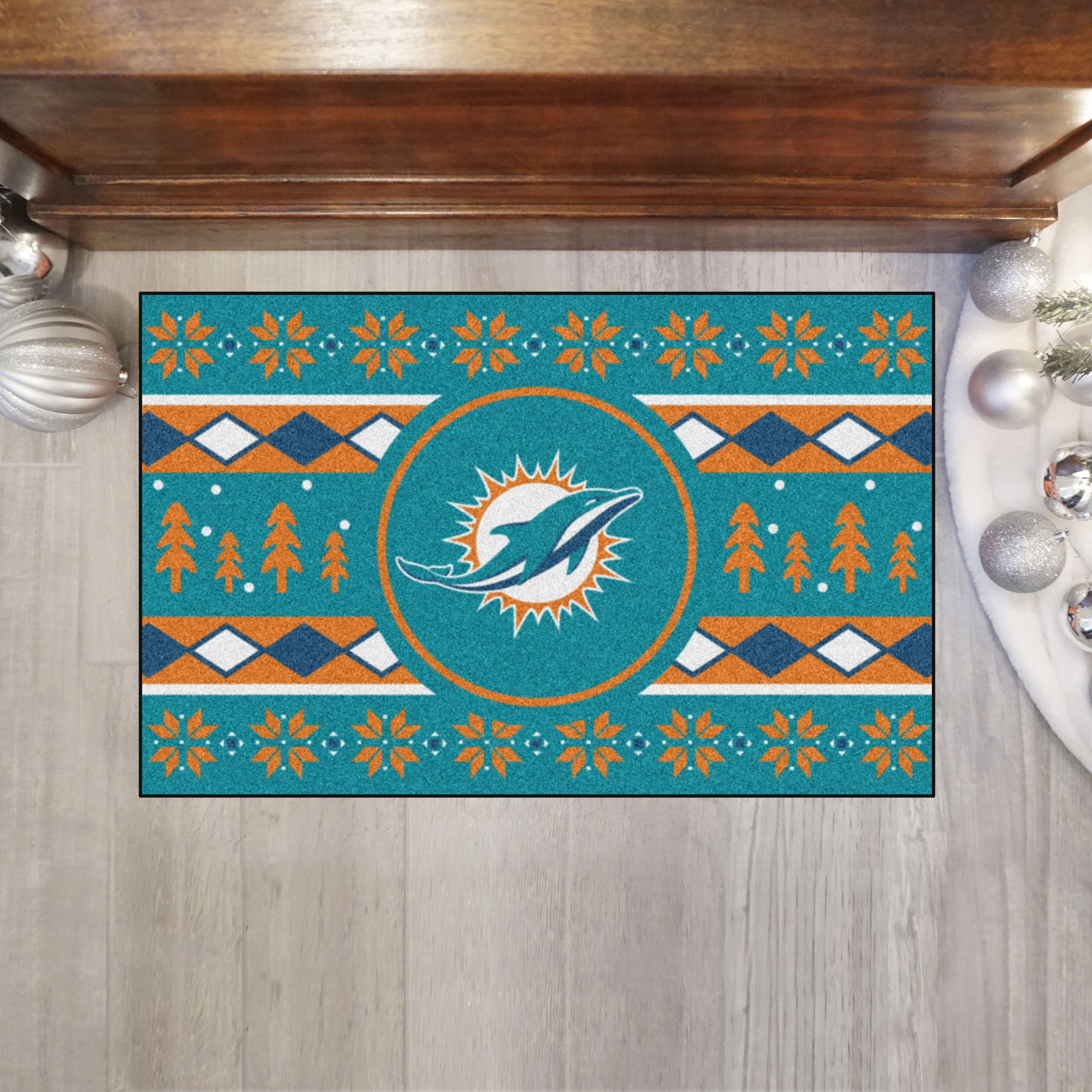 Dolphins Holiday Sweater Starter Doormat - 19 x 30