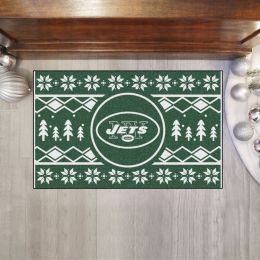 Jets Holiday Sweater Starter Doormat - 19 x 30
