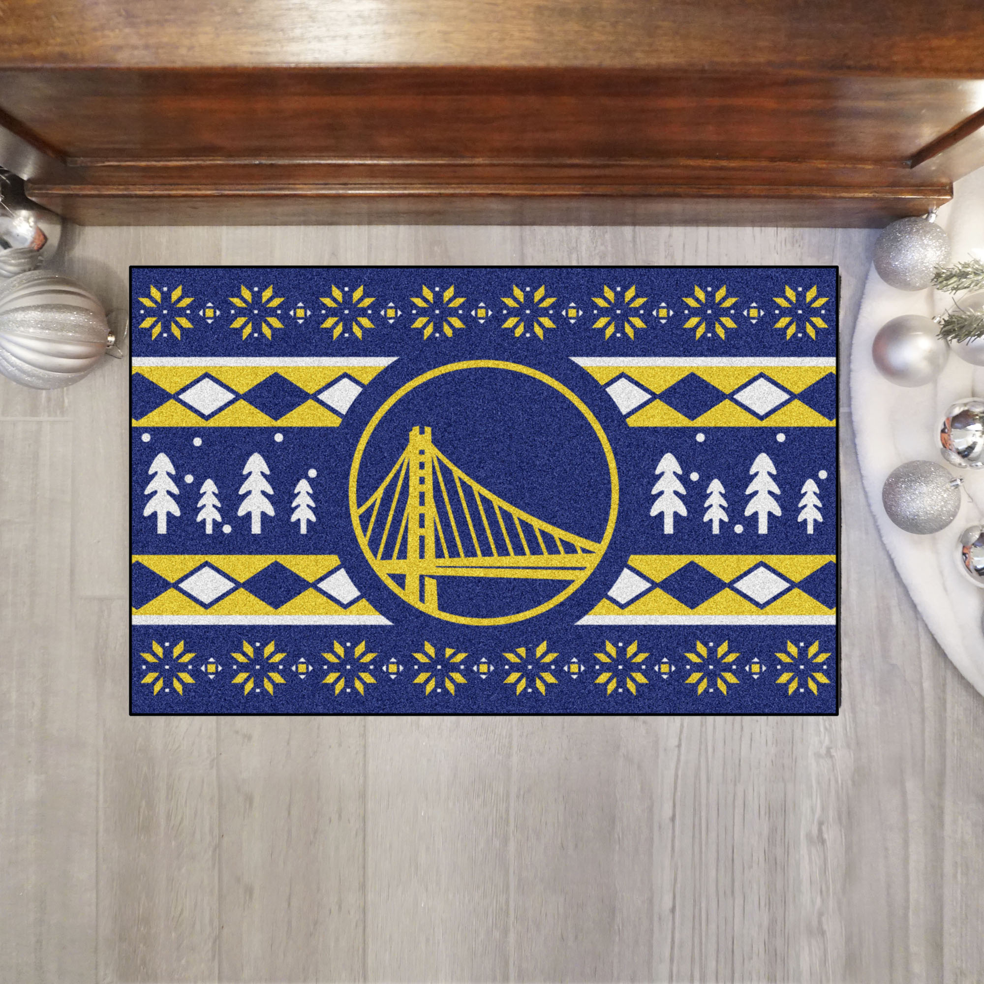 Golden State Warriors Holiday Sweater Starter Doormat - 19x30
