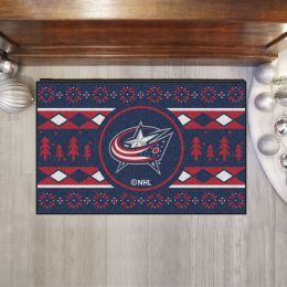 Blue Jackets Holiday Sweater Starter Doormat - 19 x 30