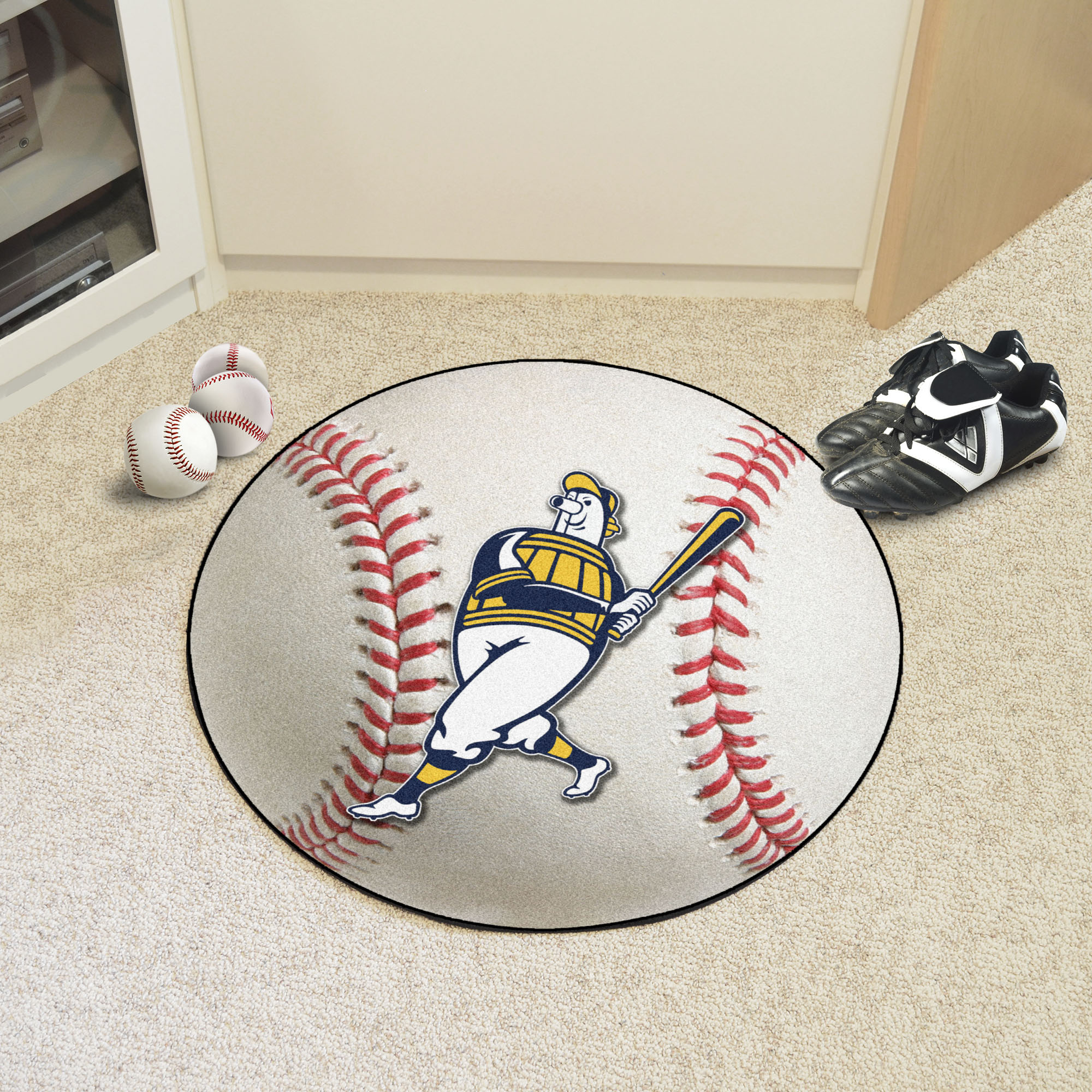 Milwaukee Brewers Mascot Baseball Shaped Area Rug