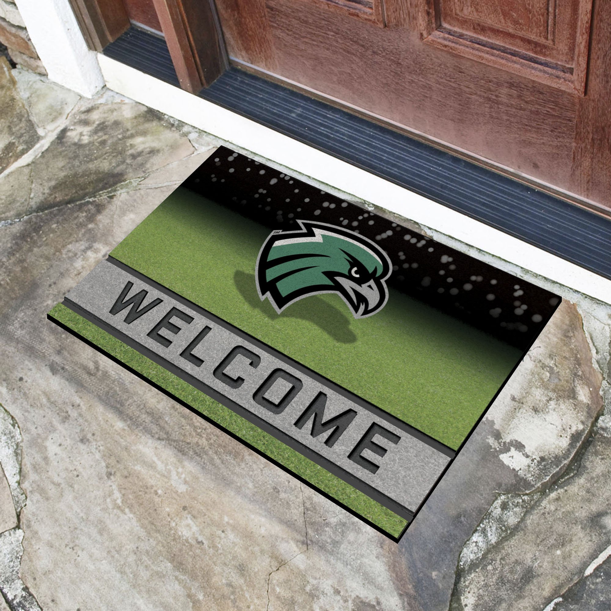 Northeastern State Riverhawks Flocked Rubber Doormat - 18 x 30