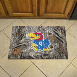 Kansas Jayhawks Camo Scrapper Mat - 19 x 30 Rubber