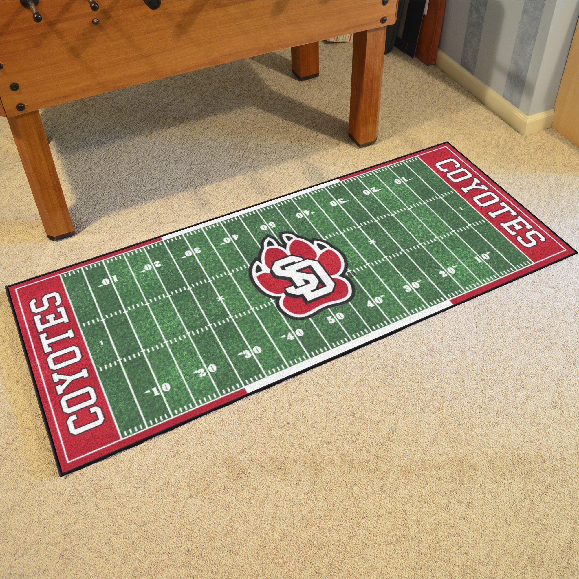 University of South Dakota Logo Football Field Runner - Nylon 30 x 72