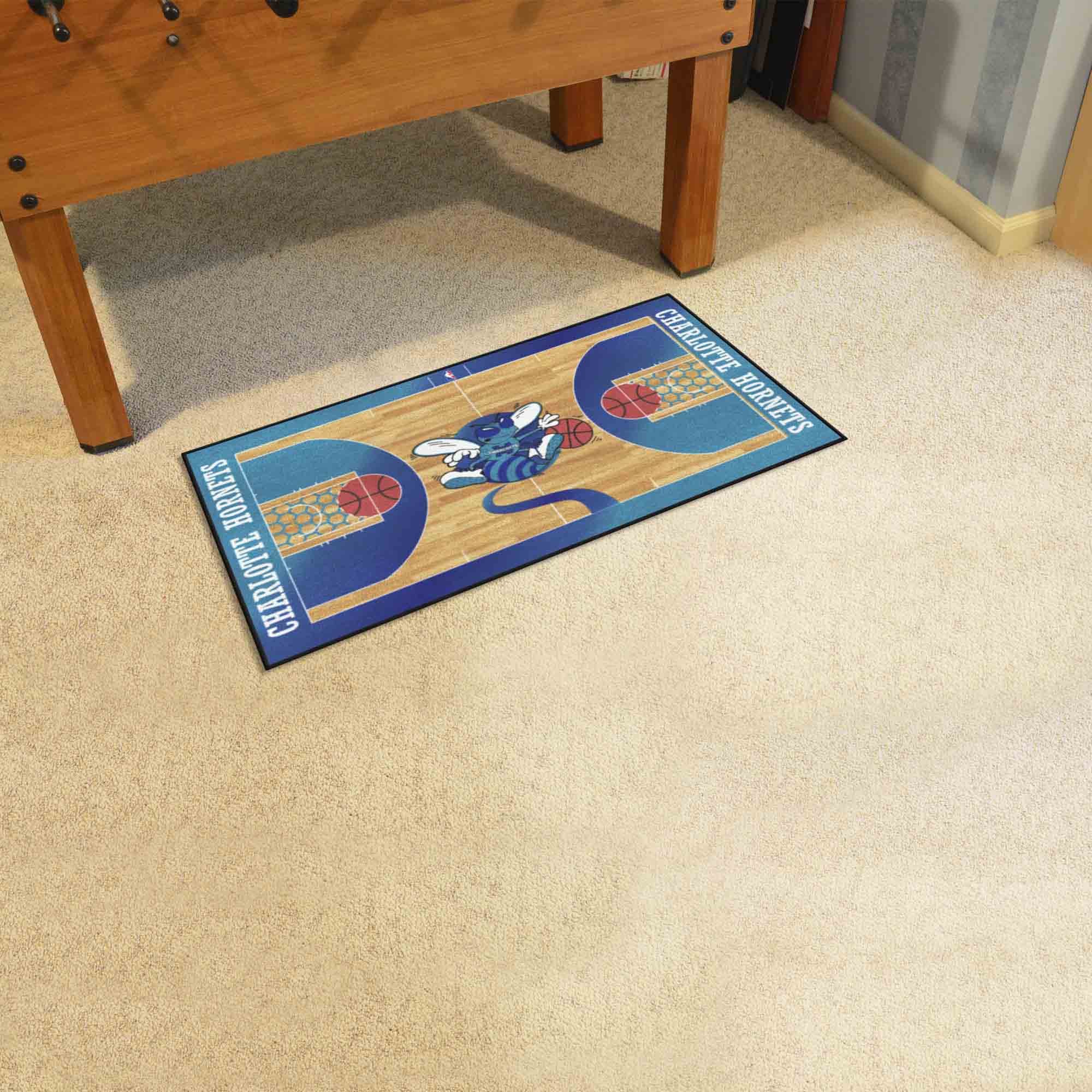 Charlotte Hornets Moscot Retro Basketball Court Runner Mat - 24 x 44