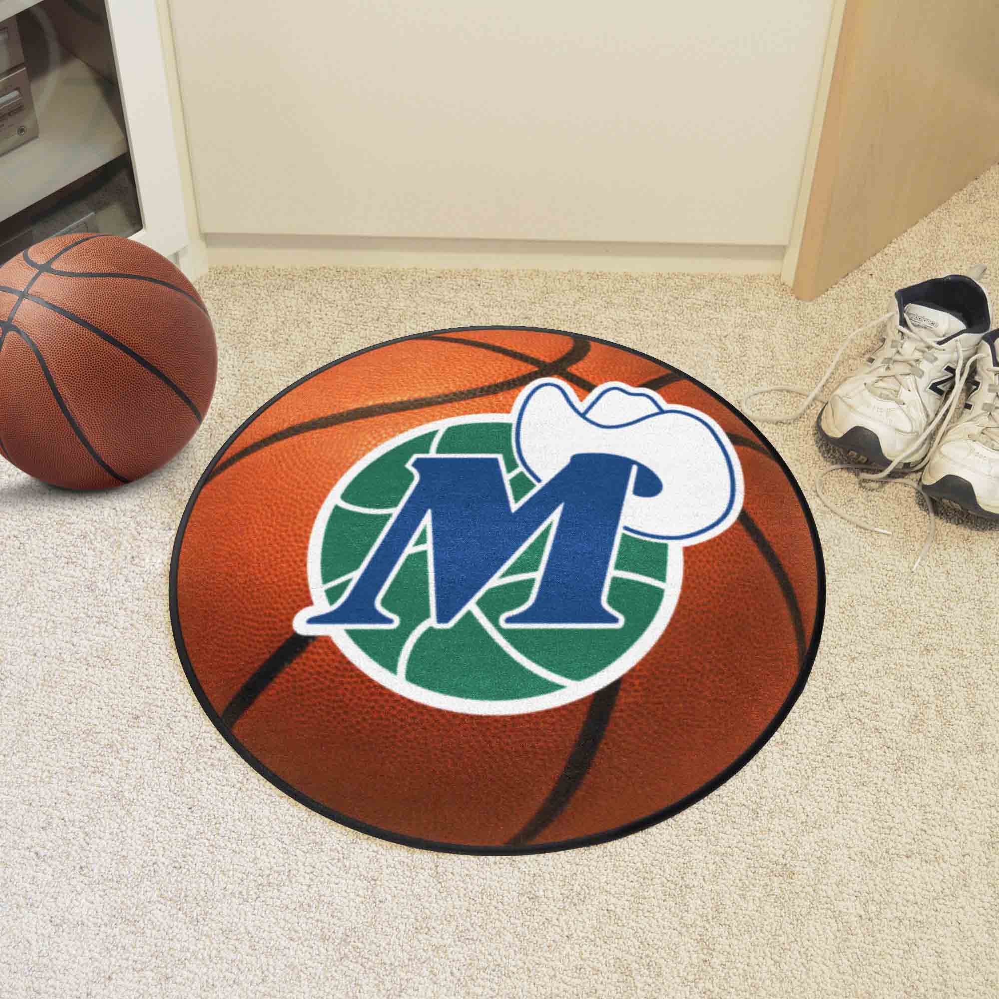 Dallas Mavericks Logo Retro Basketball Shaped Area Rug