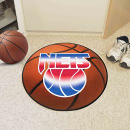 New Jersey Nets Logo Retro Basketball Shaped Area Rug