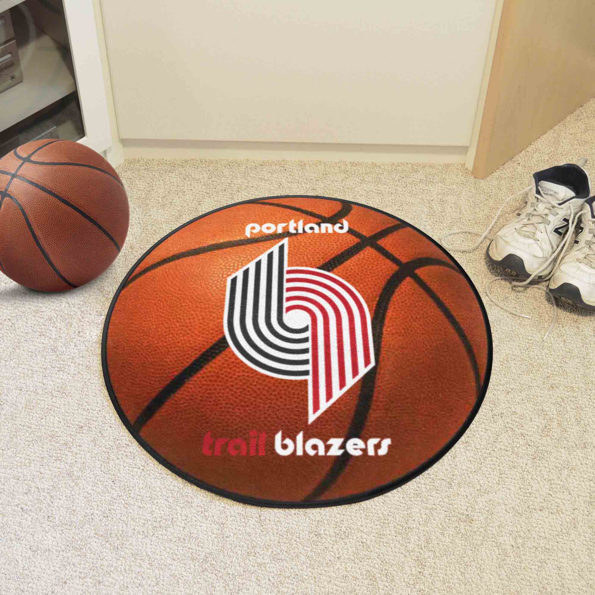 Portland Trail Blazers Logo Retro Basketball Shaped Area Rug