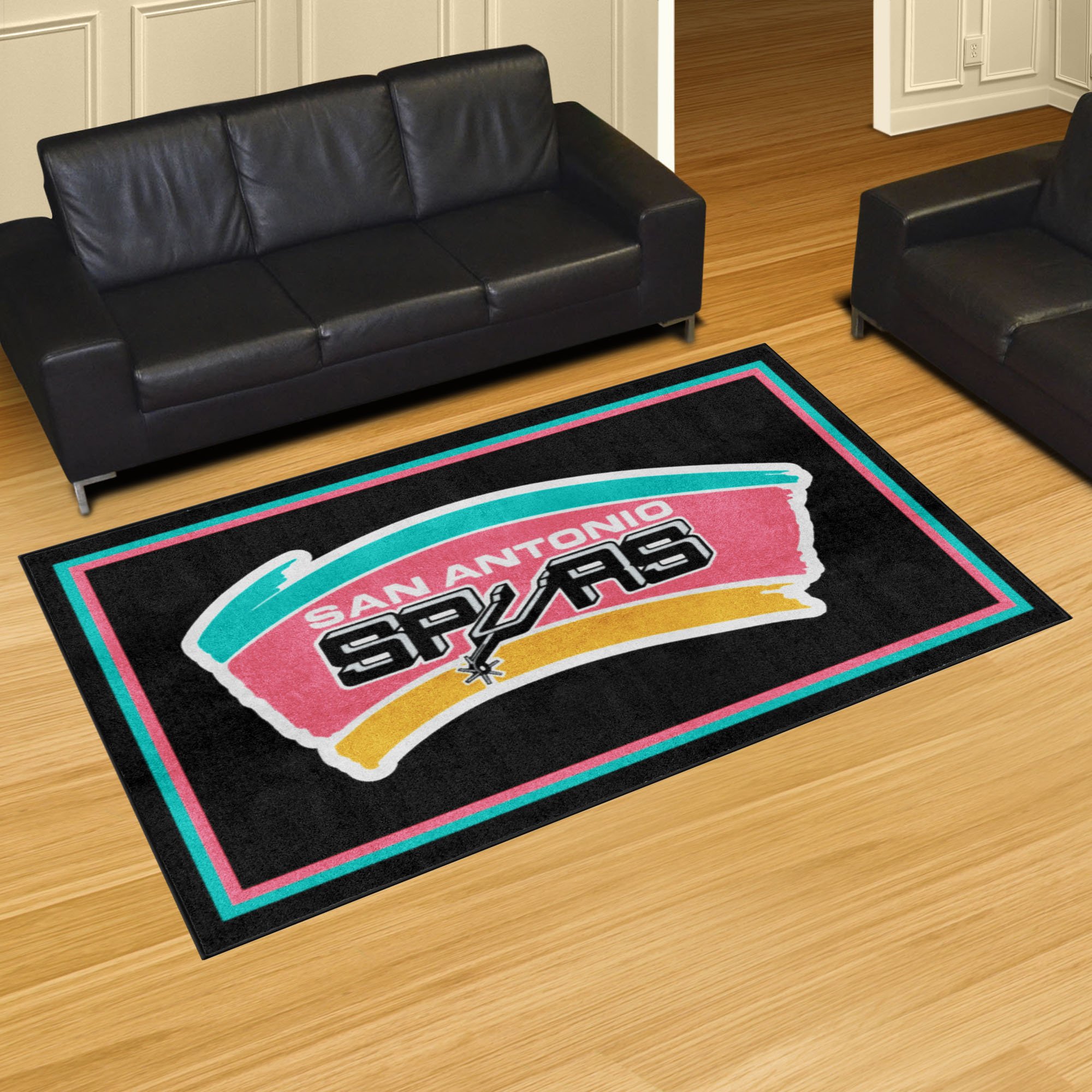 San Antonio Spurs Logo Retro Area Rug - 5' x 8' Nylon