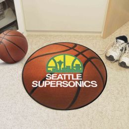 Seattle Supersonics Logo Retro Basketball Shaped Area Rug
