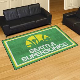 Seattle Supersonics Logo Retro Area Rug - 5' x 8' Nylon