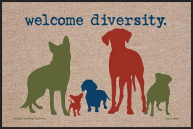 Welcome Diversity Humorous Pet Indoor/Outdoor Floor Mat