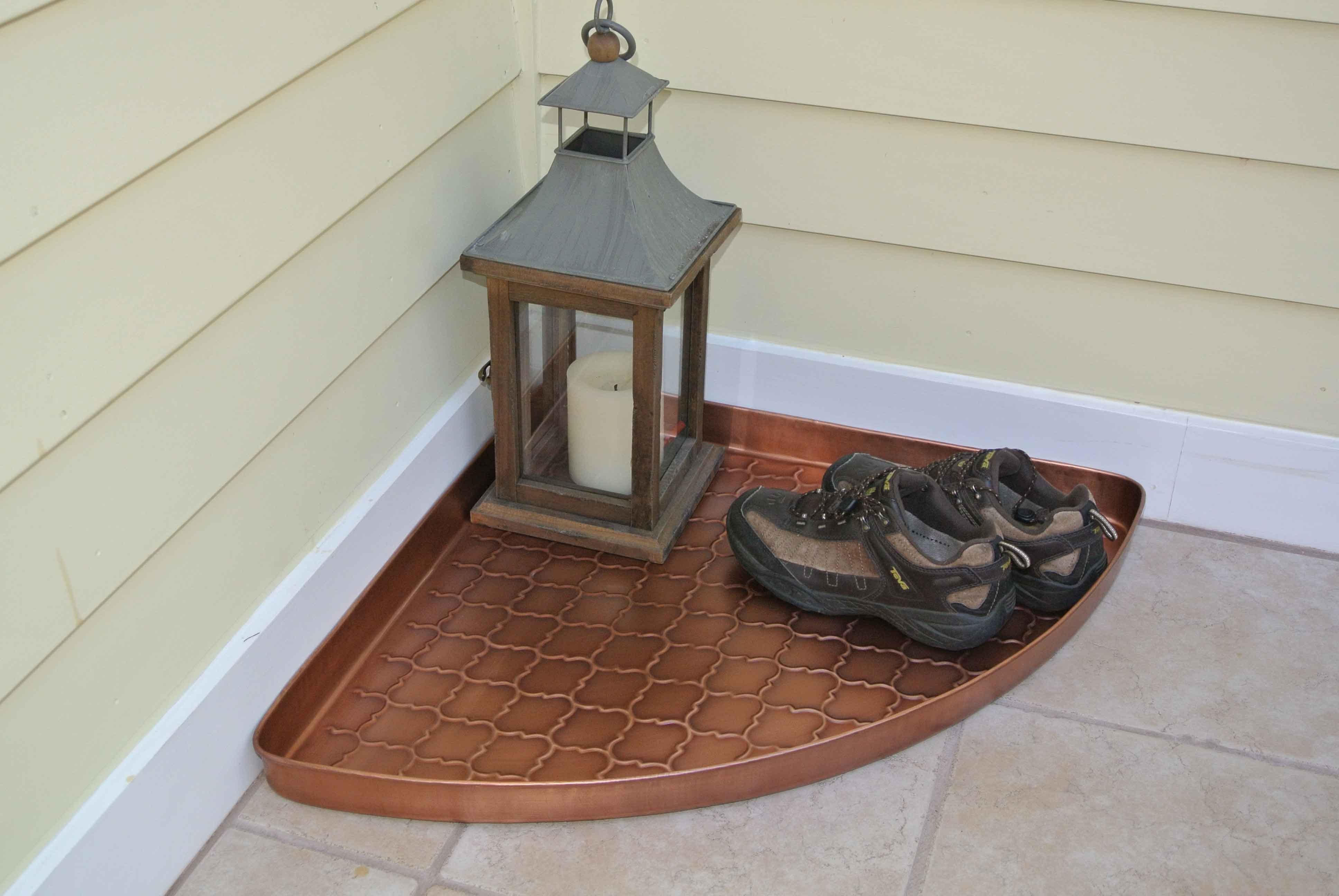 Embossed Barcelona Copper Corner Boot Tray 22 x 31 x 2