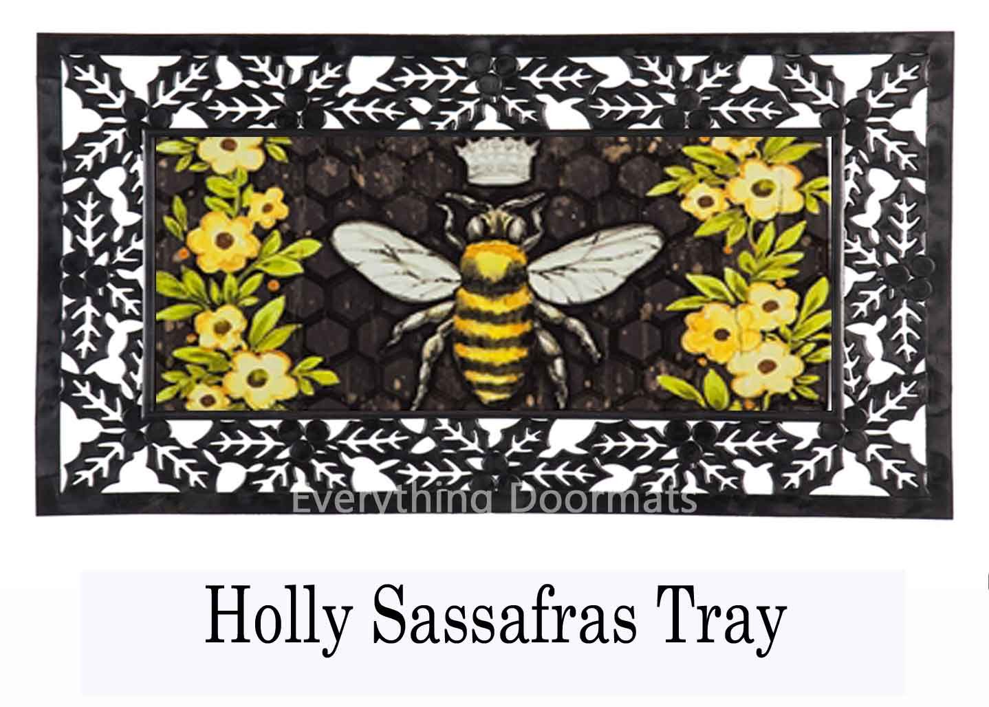 Sassafras Bee Happy Queen Bee Mat 10 x 22 Insert Doormat