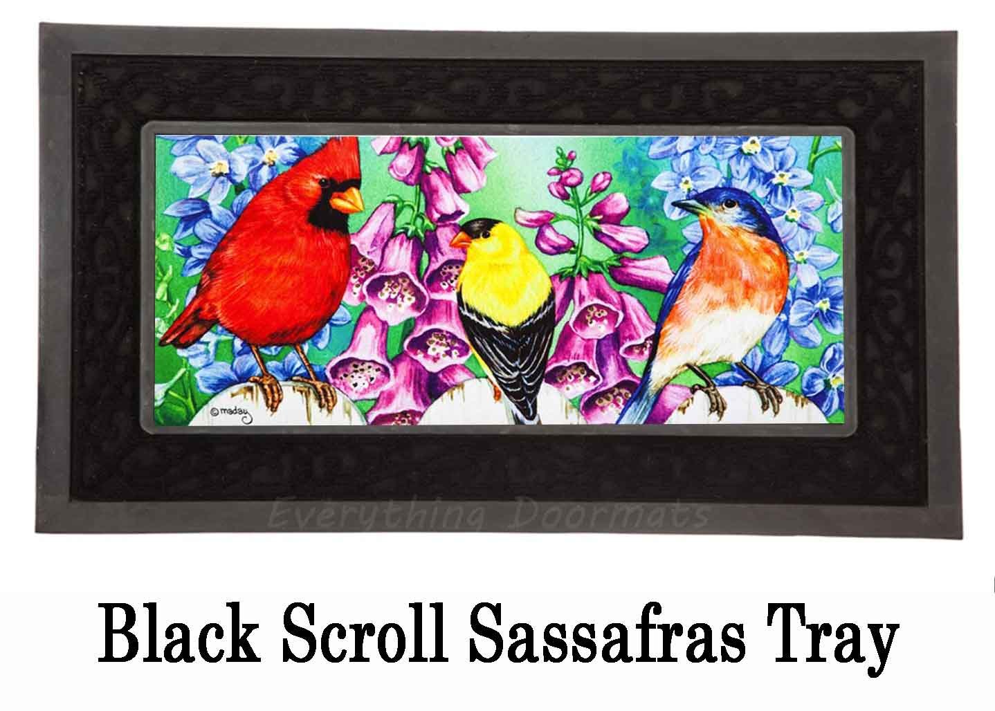 Sassafras Birds on Fence Mat 10 x 22 Insert Doormat