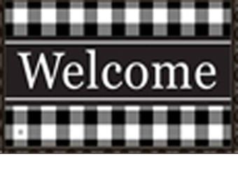 Black & White Check Welcome Indoor & Outdoor MatMate Doormat - 18x30