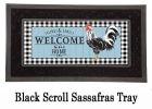 Black and White Rooster Sassafras Mat - 10x22 Insert Doormat