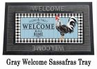 Black and White Rooster Sassafras Mat - 10x22 Insert Doormat