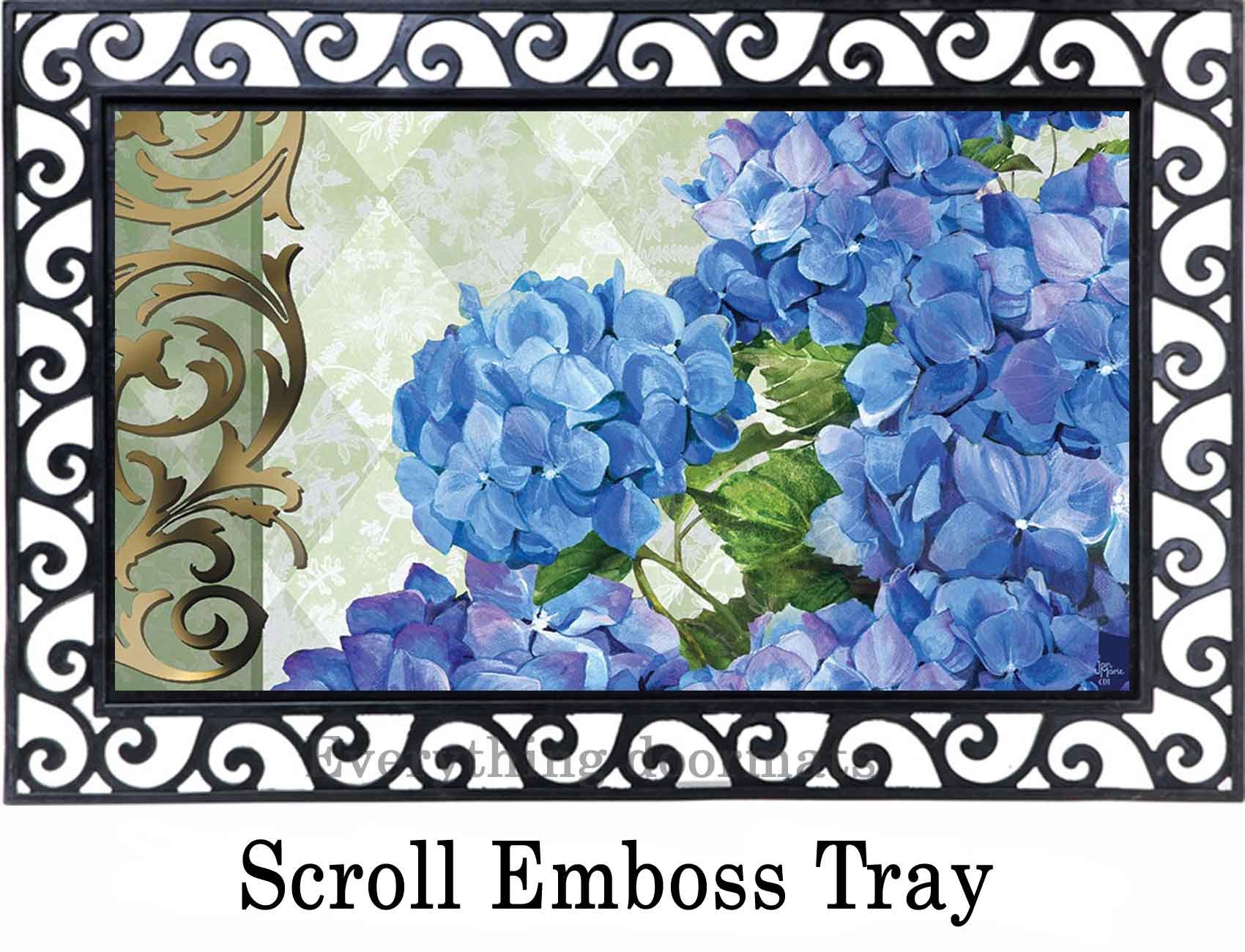 Indoor & Outdoor Blue Hydrangea Insert Doormat18x30