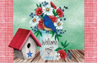 Bluebird & Flags Indoor & Outdoor Doormat - 18 x 30