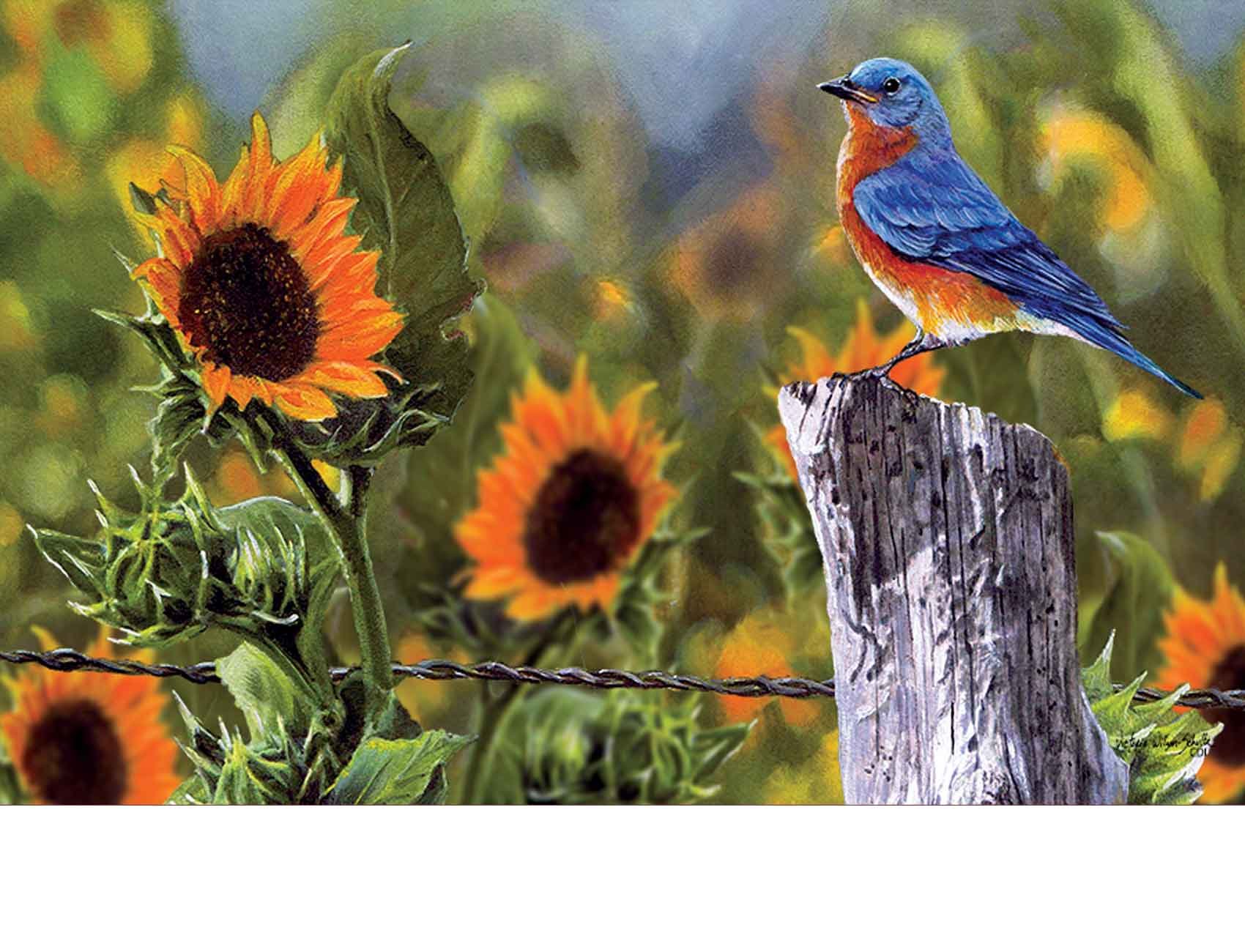 Indoor & Outdoor Bluebird Sunflowers Insert Doormat - 18x30
