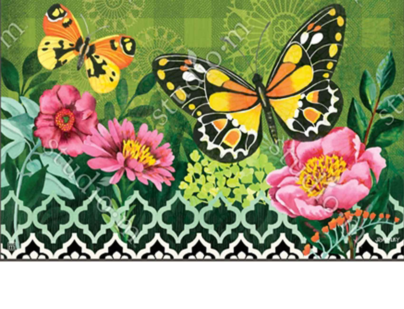 Briarwood Lane Butterflies and Poppies Spring Doormat Floral Indoor Outdoor 18 x 30