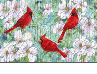 Trellis Embossed Cardinals & Dogwood Doormat - 19 x 30