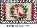 Floral Embossed Cardinal Holly Wreath Doormat - 19 x 30