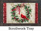 Floral Embossed Cardinal Holly Wreath Doormat - 19 x 30