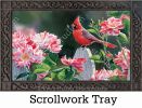 Indoor & Outdoor Cardinal with Roses MatMate Doormat-18x30