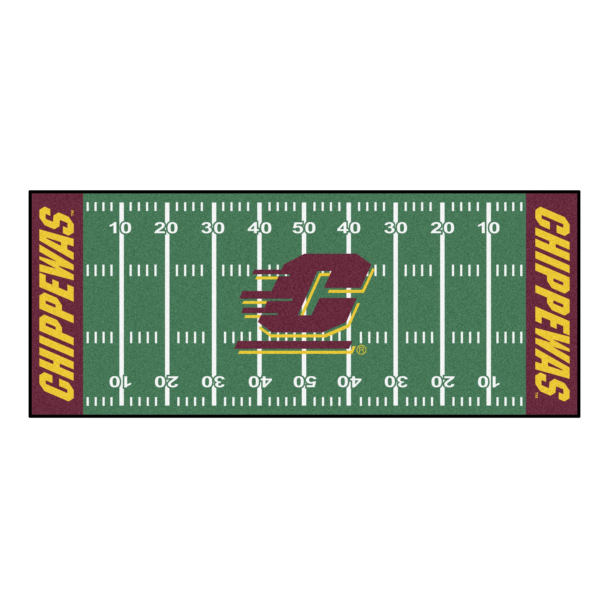 CMU Chippewas Field runner Mat Nylon 30 x 72
