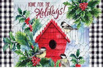 Embossed Chickadee Holiday Birdhouse Dimensions Doormat - 19 x 30