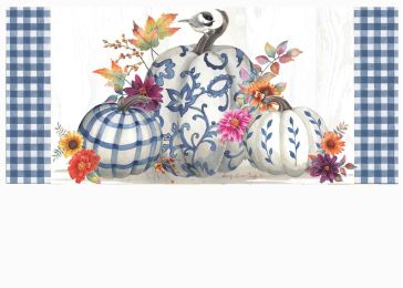 Chinoiserie Pumpkins Sassafras Mat - 10 x 22 Insert Doormat