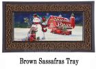 Sassafras Christmas Barn Snowman Mat - 10 x 22 Insert Doormat