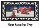 Sassafras Christmas Barn Snowman Mat - 10 x 22 Insert Doormat