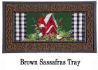Christmas Cardinal Birdhouse Sassafras Mat - 10 x 22 Insert Doormat