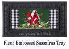 Christmas Cardinal Birdhouse Sassafras Mat - 10 x 22 Insert Doormat