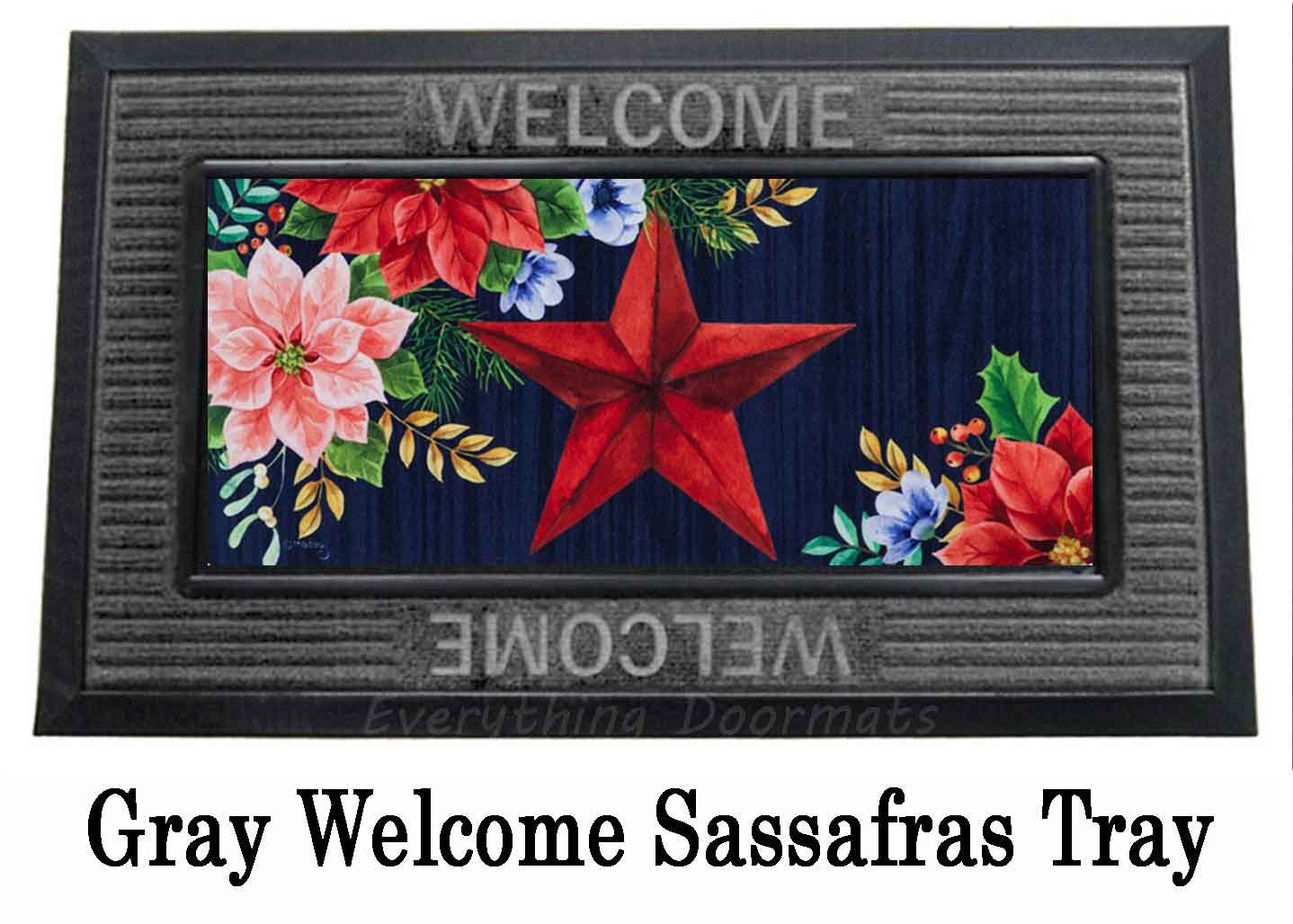 Sassafras Christmas Country Star Mat 10 x 22 Insert Doormat