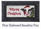 Christmas Cow Sassafras Mat - 10 x 22 Insert Doormat