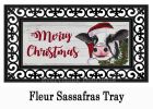Christmas Cow Sassafras Mat - 10 x 22 Insert Doormat