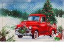 Embossed Christmas Farm Pickup Dimensions Doormat - 19 x 30