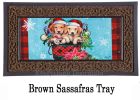 Christmas Puppy Bucket Sassafras Mat - 10 x 22 Insert Doormat