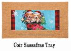 Christmas Puppy Bucket Sassafras Mat - 10 x 22 Insert Doormat