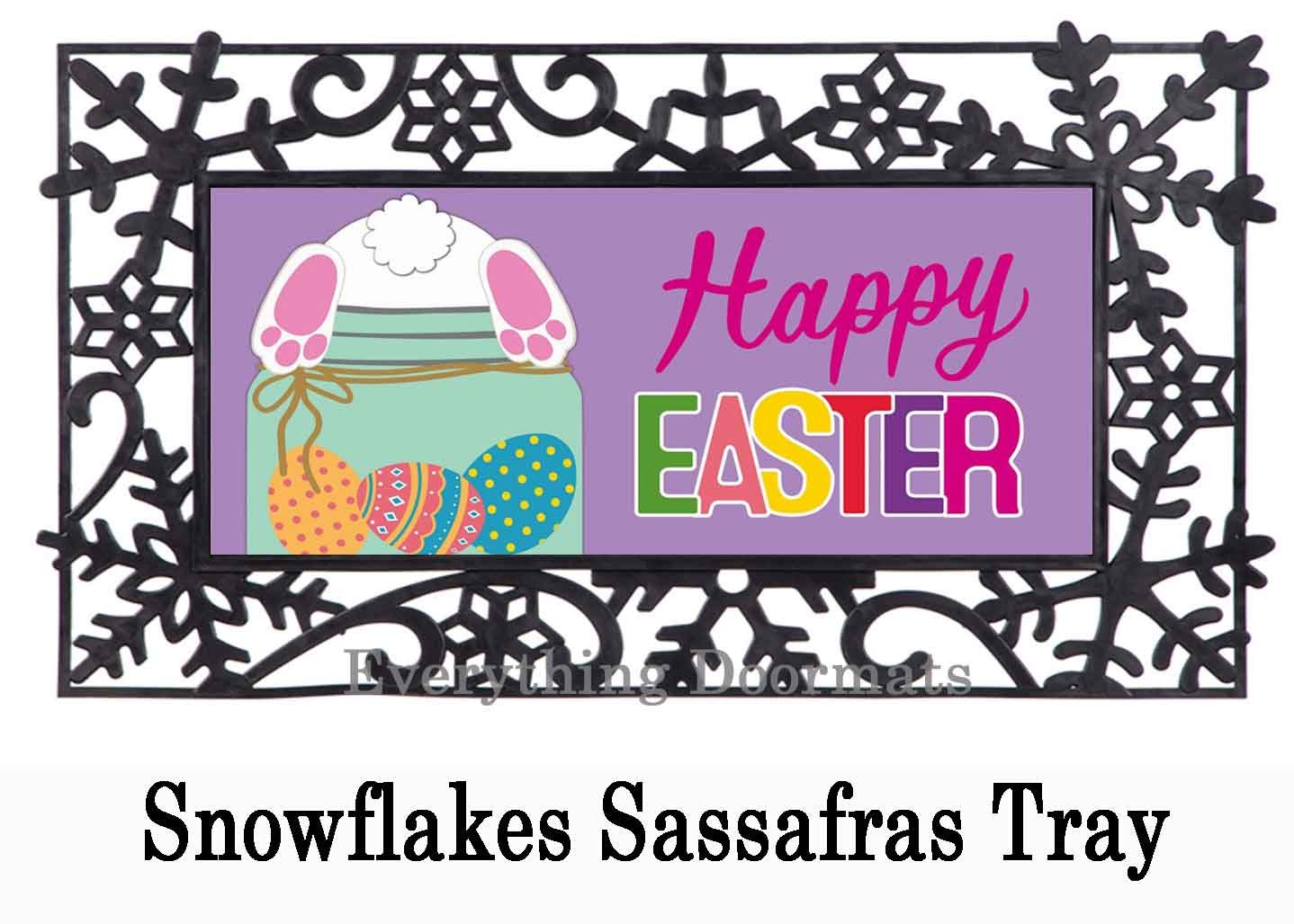 Easter Bunny Mason Jar Sassafras Mat 10 x 22 Insert Doormat