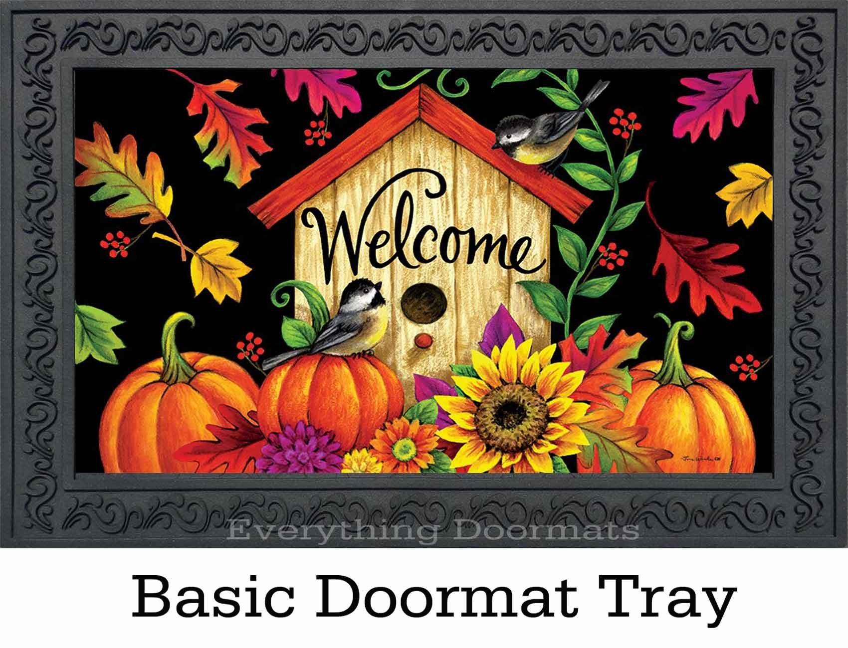 Indoor & Outdoor Fall Birdhouse Insert Doormat 18x30