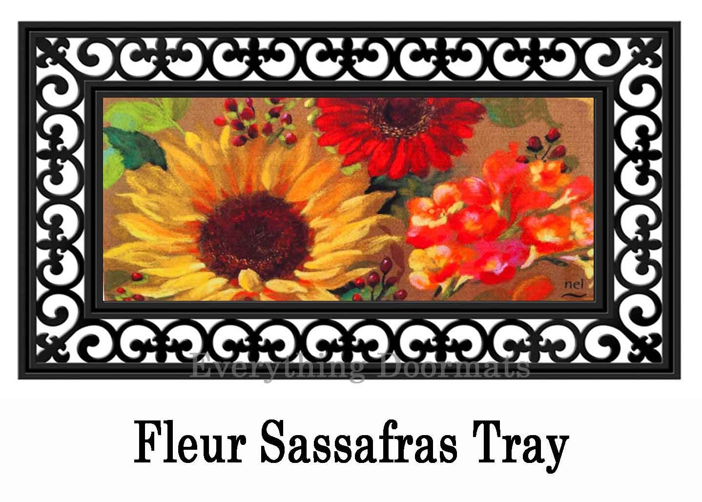 Sassafras Fall Floral Insert Mat 10 x 22 Doormat
